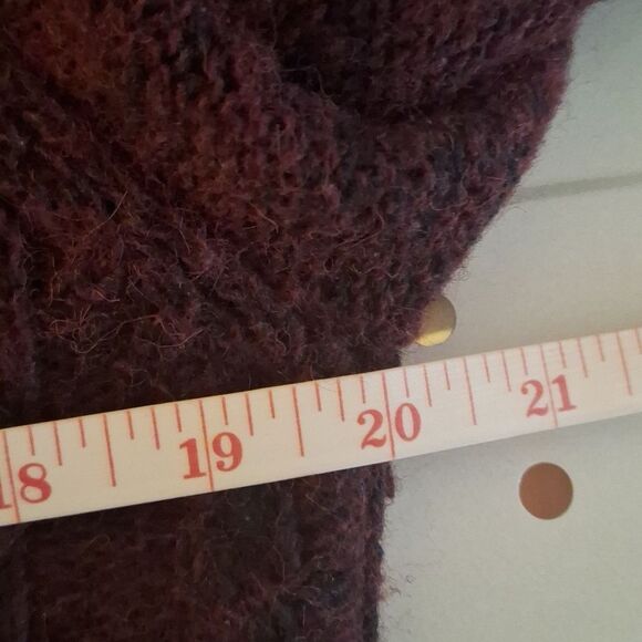 Andean Mens Alpaca Wool Blend Cable Knit Shawl Cardigan Sweater Maroon Small - Picture 13 of 15